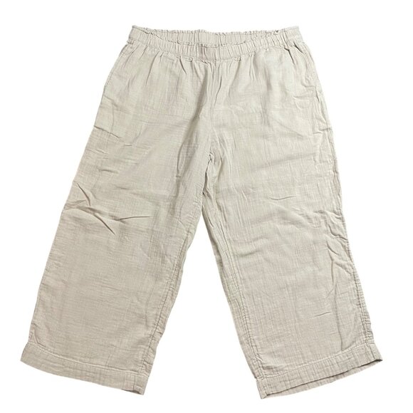 Old Navy High-Rise Wide-Leg Pants Women's Size XL‎ Khaki 100% Cotton Pockets - Picture 1 of 10